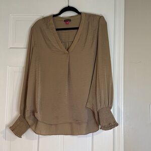Vince Camuto Tan V-Neck Blouse